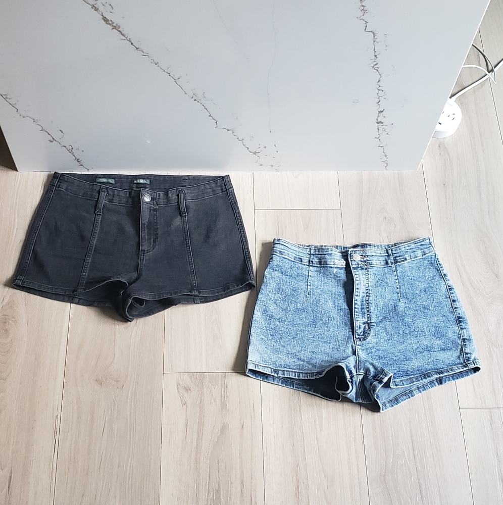 Wild Fable Shorts Lot Womens 10 Black Blue Super High-Rise Cutoff Denim